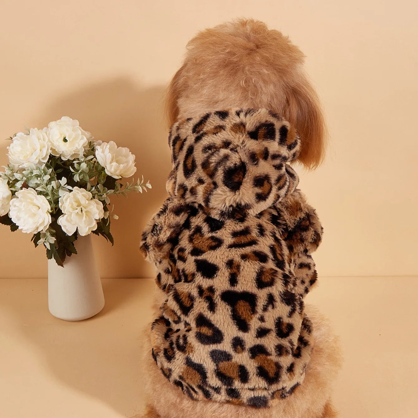 Leopard Plush Dog Hoodie