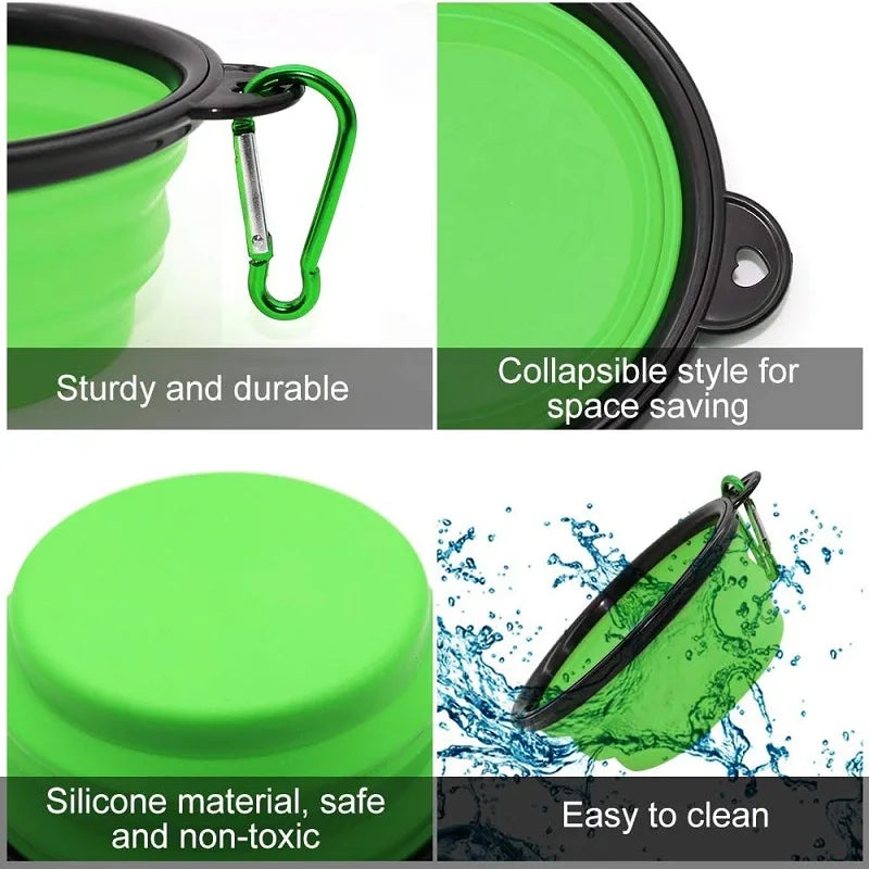2-in-1 Portable Silicone Dog Bowl